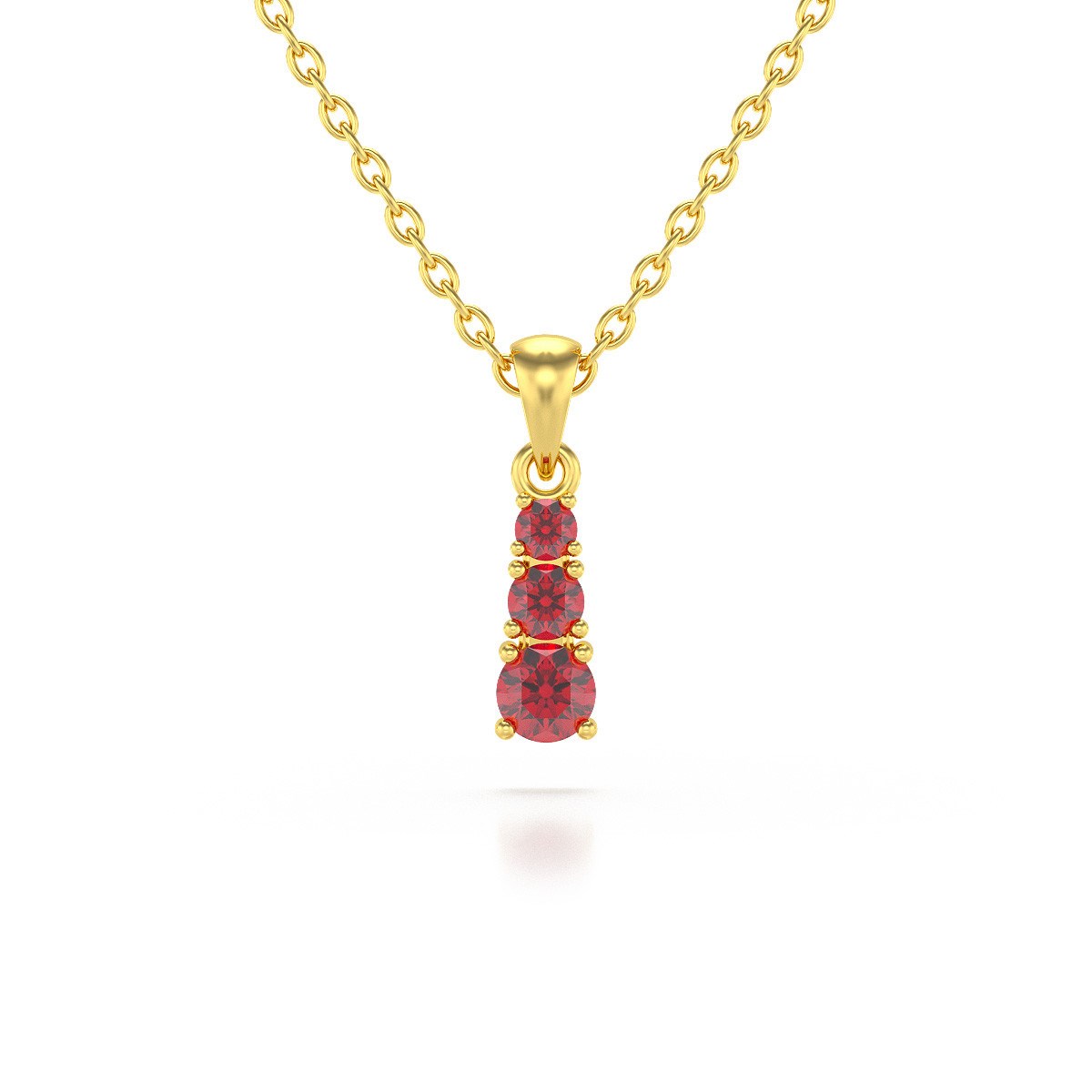 Collier Pendentif ADEN Or 585 Jaune Rubis Chaine Or 585 incluse 0.45grs