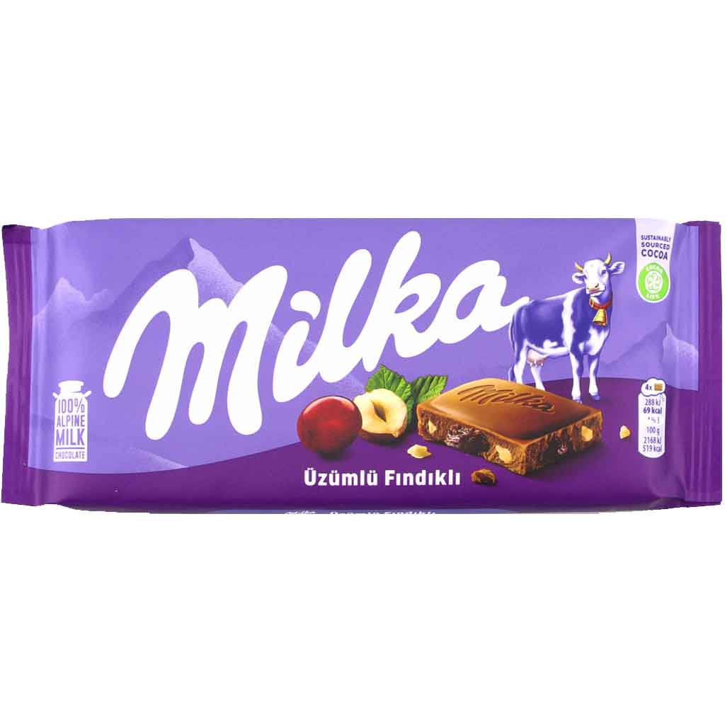 Milka Tafelschokolade Trauben & Nuss 80g MHD:8.1.25