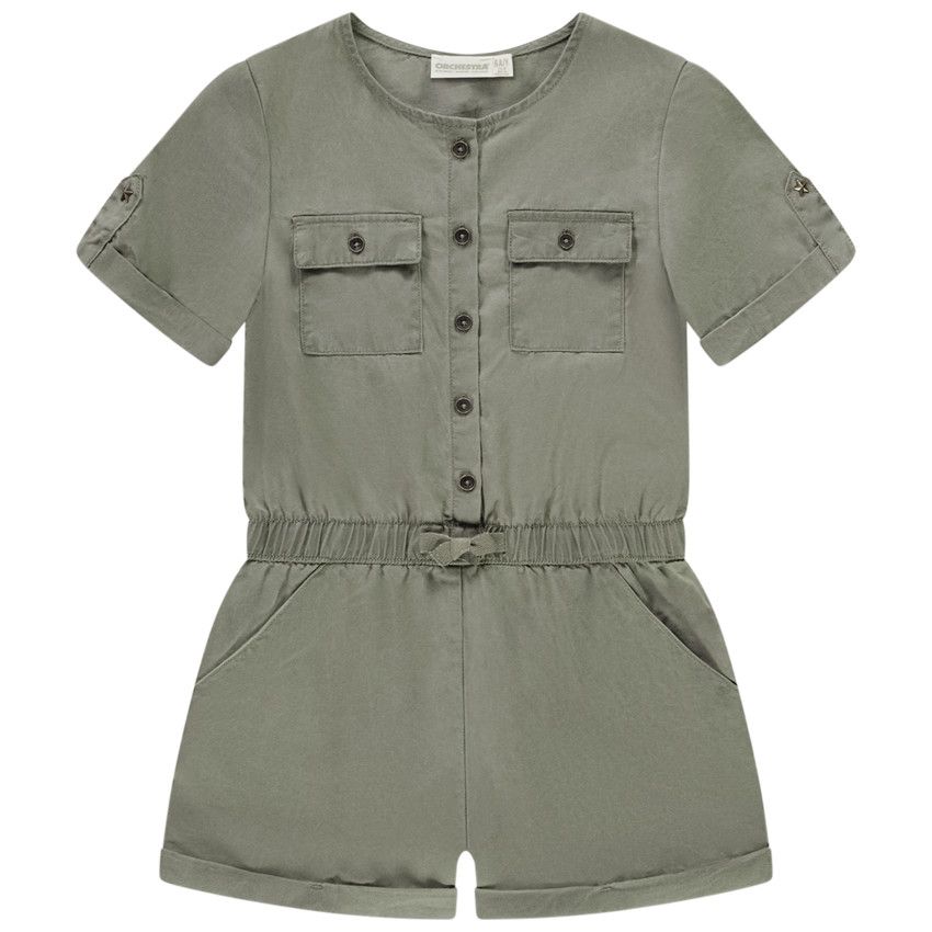 Combishort fluide à poches pour fille - Vert