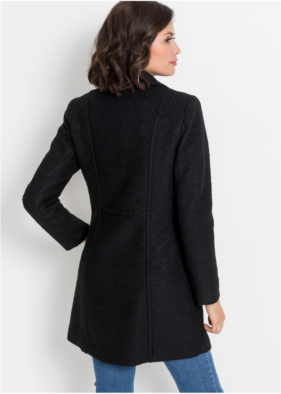 Manteau court en maille bouclette