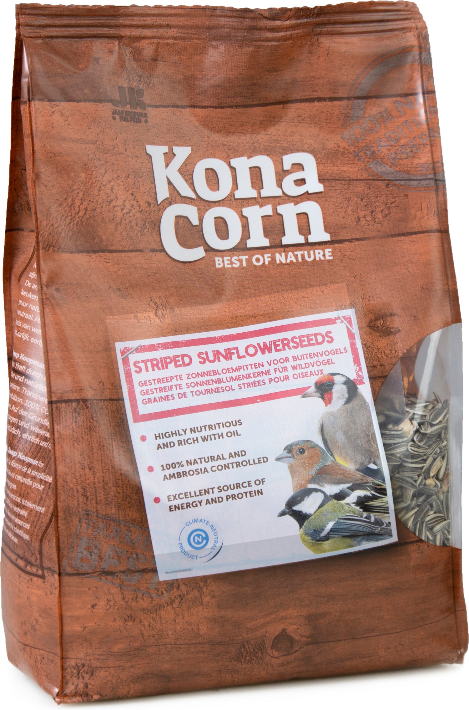 KonaCorn tuinvogelvoer zonnebloempitten gestreept 900 g