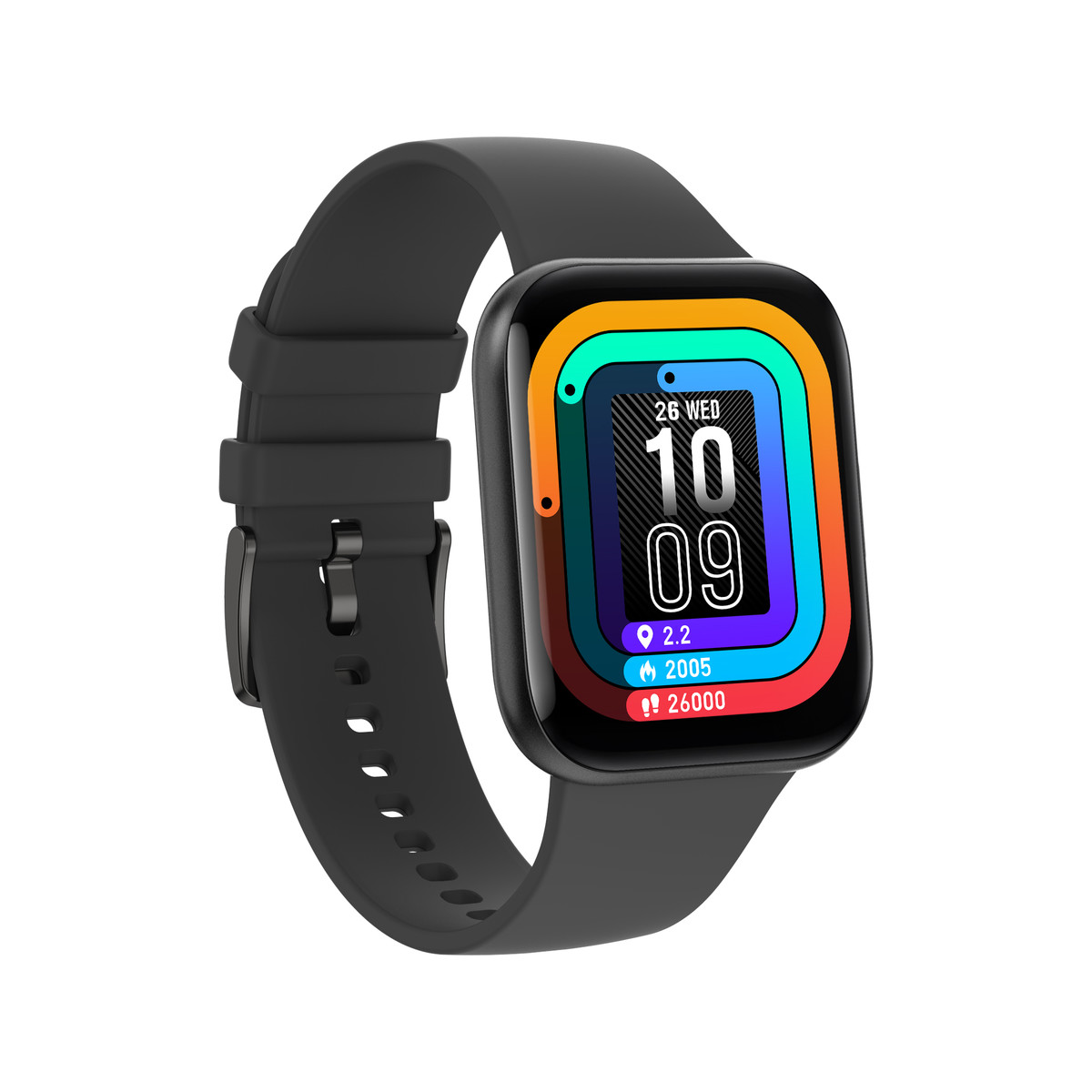 Montre SMARTY 2.0 trendy mixte connecté métal bracelet silicone noir