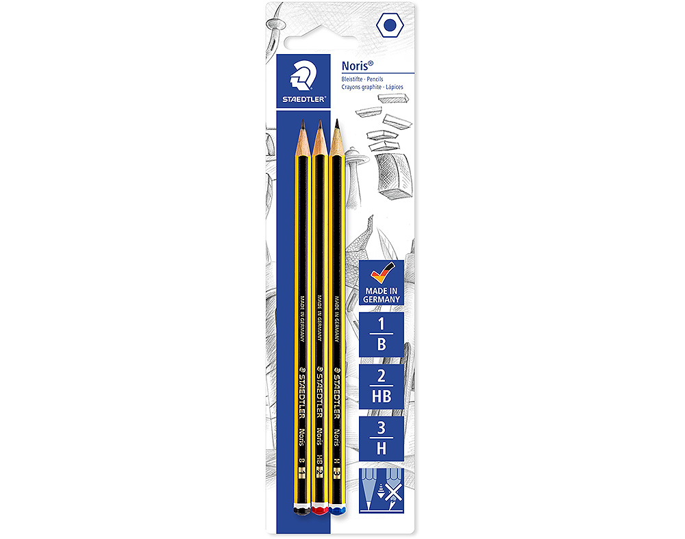 LÁPIS GRAFITE NORIS STAEDTLER B HB H 3 UNIDADES