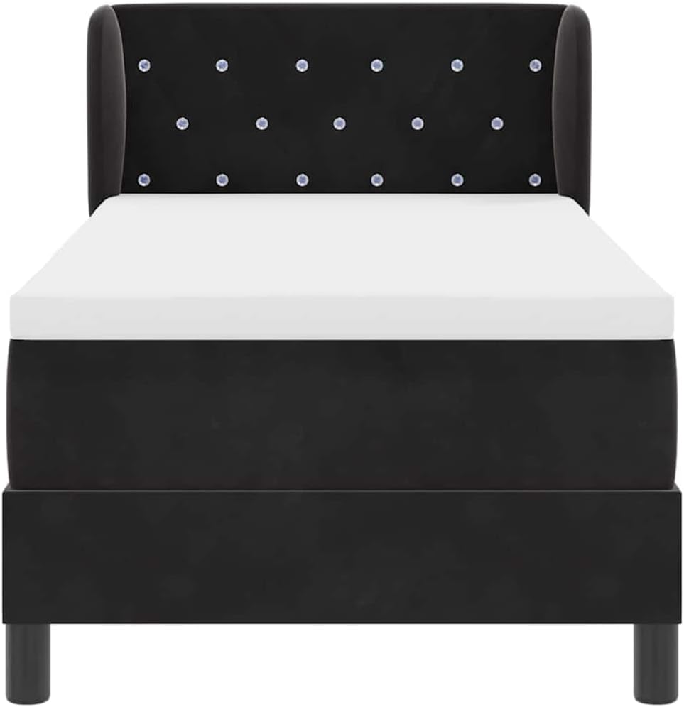 vidaXL Boxspringbett mit Matratze Dunkelgrau 80x200 cm Samt Schwarz, Höhenverstellbares Bett, Samtgestell, modernes Design, solide Bauweise, minimalistischer Stil, Schlafkomfort, Schlafzimmerlook