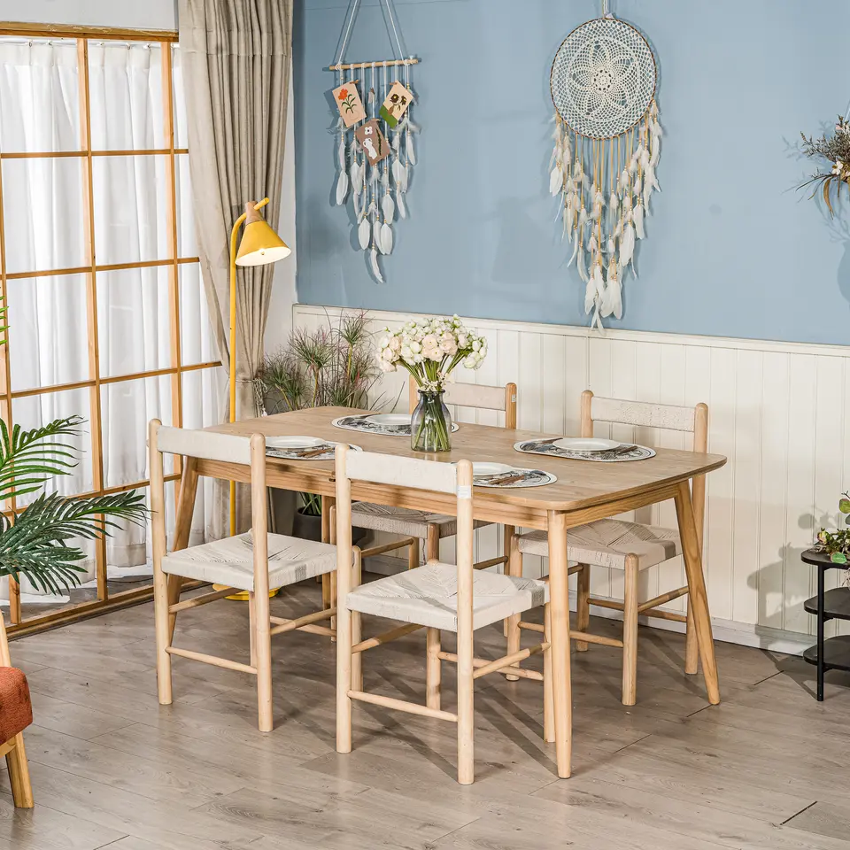 Uitschuifbare rechthoekige eettafel voor 6-8 personen van bruin