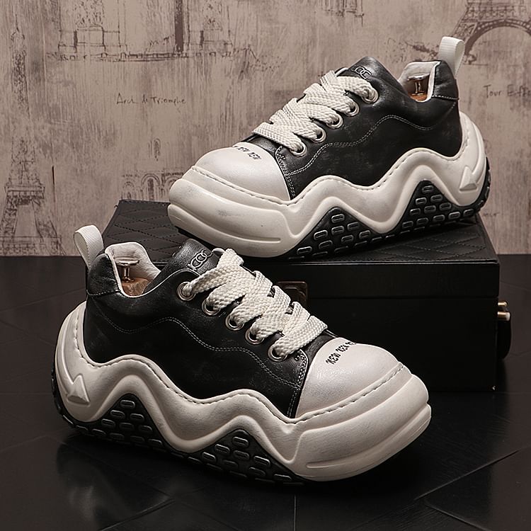 Mr Ozera - Platform Numbering Lace-Up Sneakers