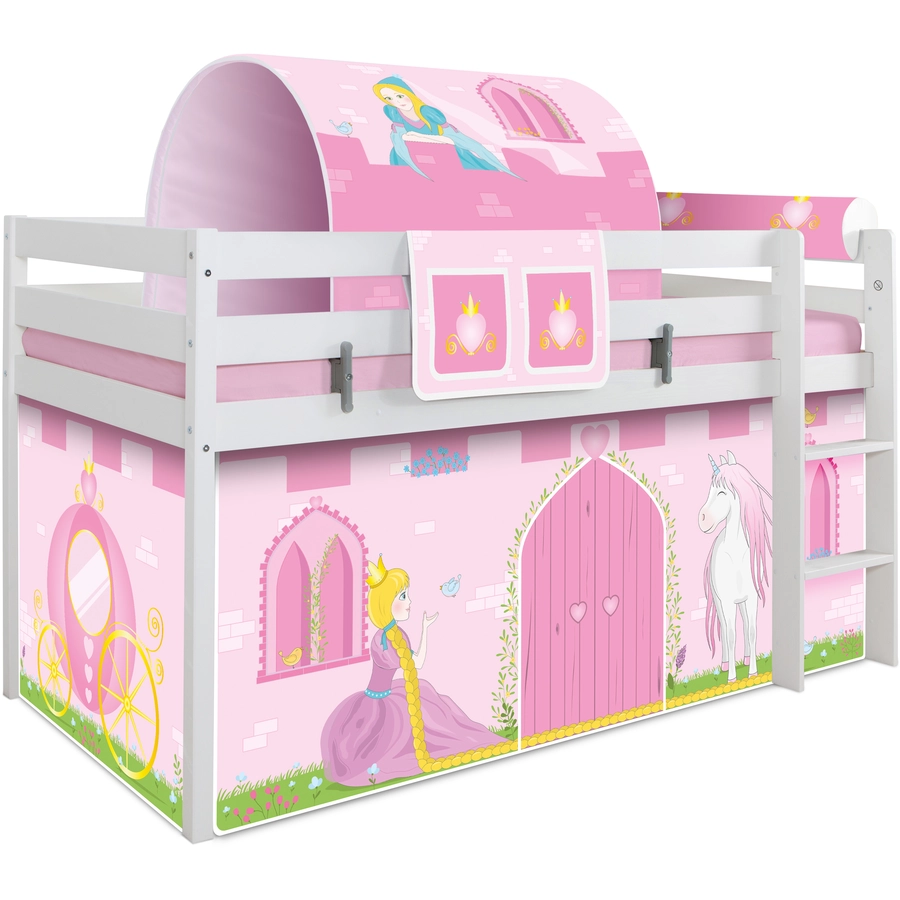 TICAA Hochbett Prinzessin Liora inkl. Zubehör Kiefer weiß Weiß