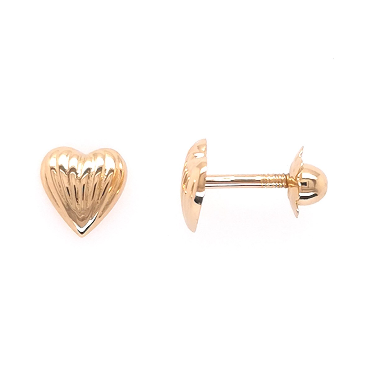 Boucles d'oreilles coeur strié or 750/1000 vis