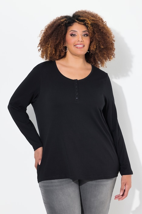 Basic Shirt, Knopfleiste, regular, Langarm