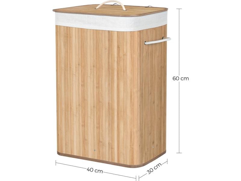 Songmics Wäschesammler für trockene Wäsche 72 l, Braun Wäschekorb aus Naturmaterial