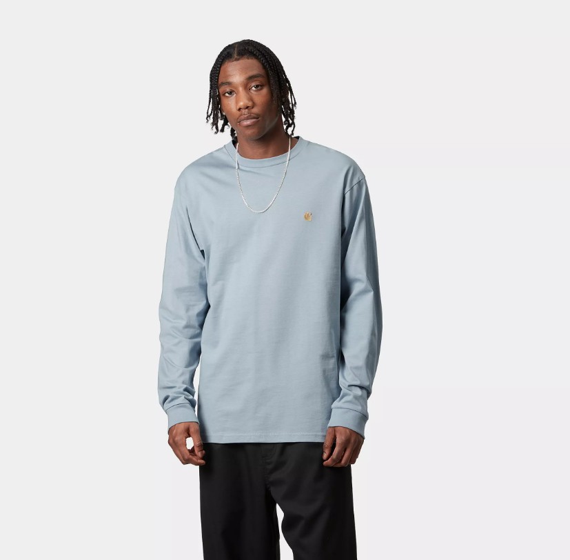 Carhartt WIP LS Chase T-Shirt White / Gold