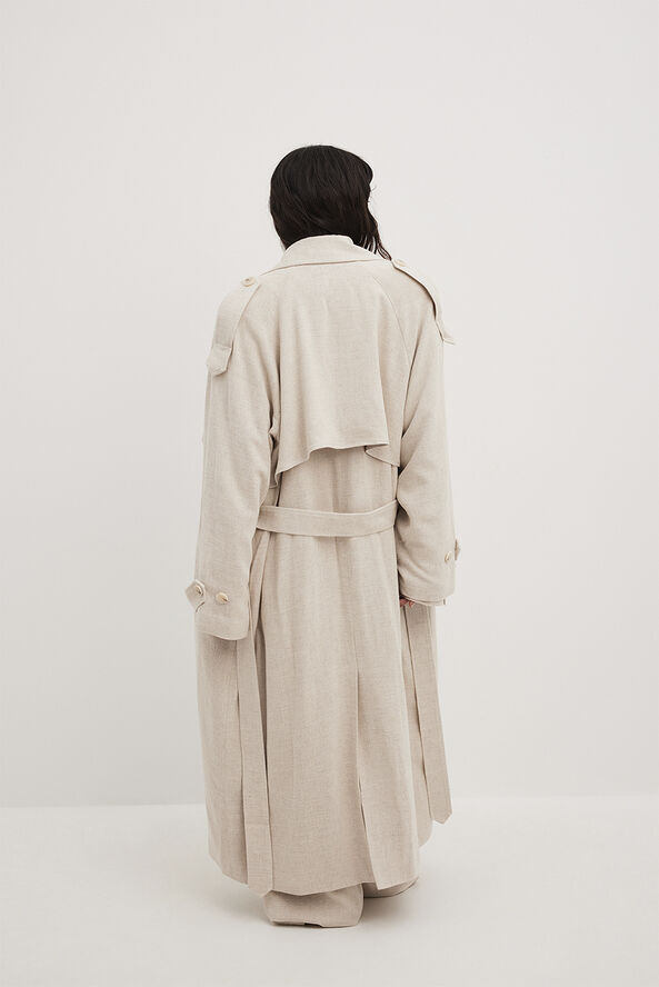 NA-KD Linen Trench Coat Light beige