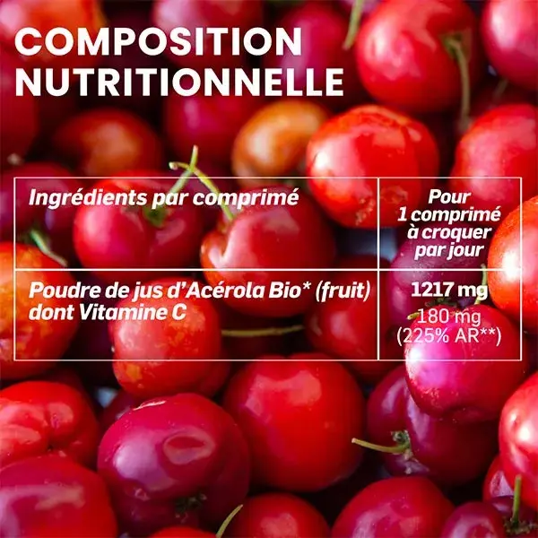 Santarome Orgânico - Acerola Orgânica 1000 - Vitamina C Natural - 20 Comprimidos Mastigáveis