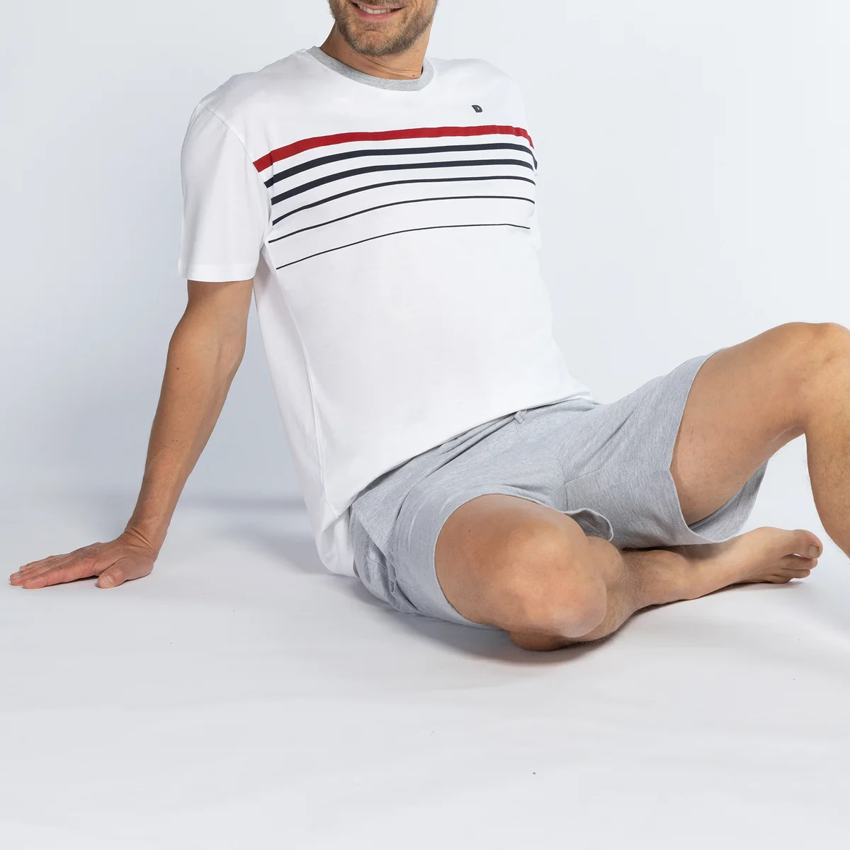 Pyjashort homme PURE blanc/gris