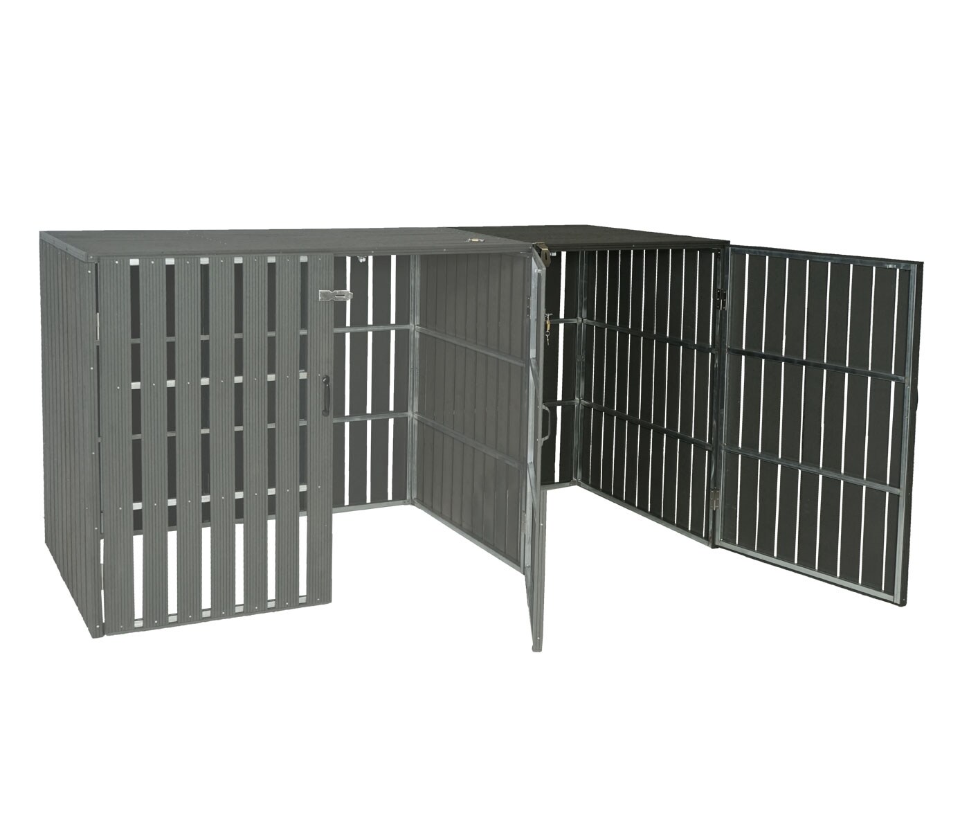 XL 1er-/2er-WPC-Mülltonnenverkleidung Erweiterung MCW-J28, Mülltonnenbox, Metall Holzoptik ~ anthrazit
