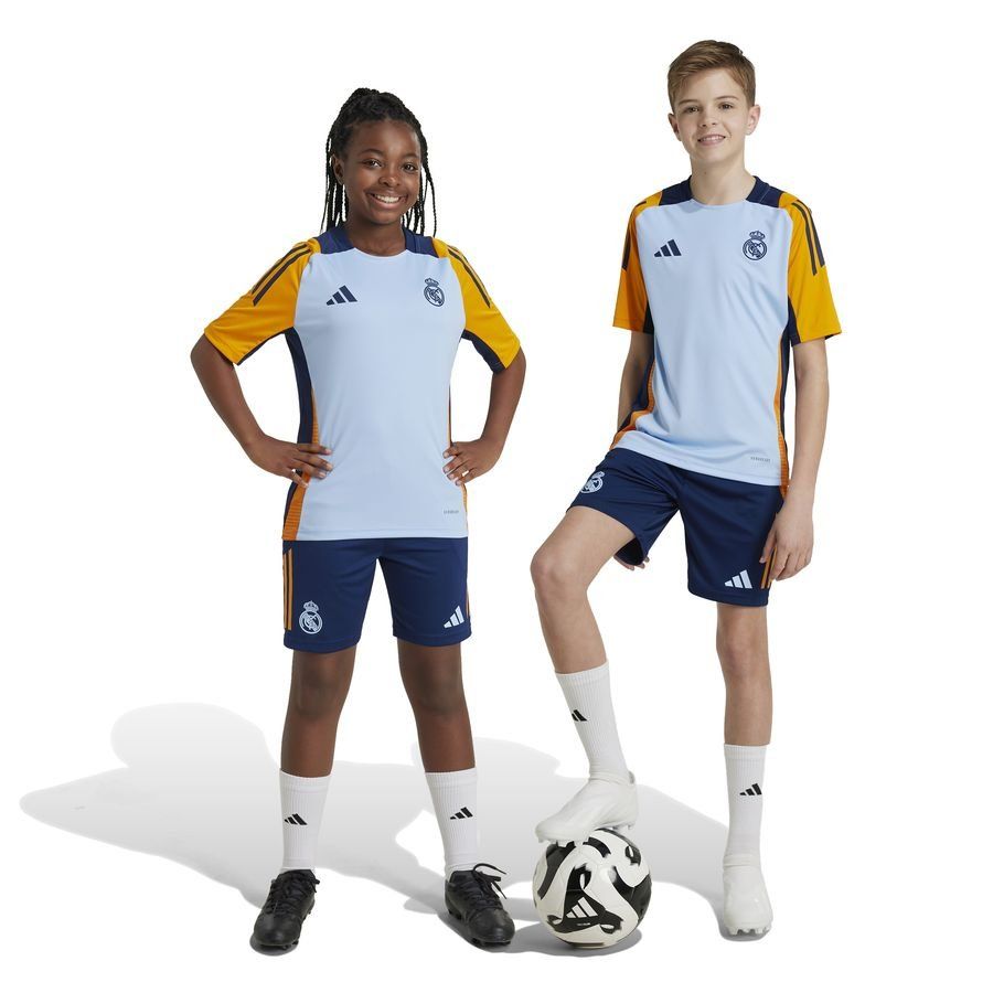 Real Madrid Short d'Entraînement Tiro 24 - Bleu/Crew Orange/Bleu Enfant