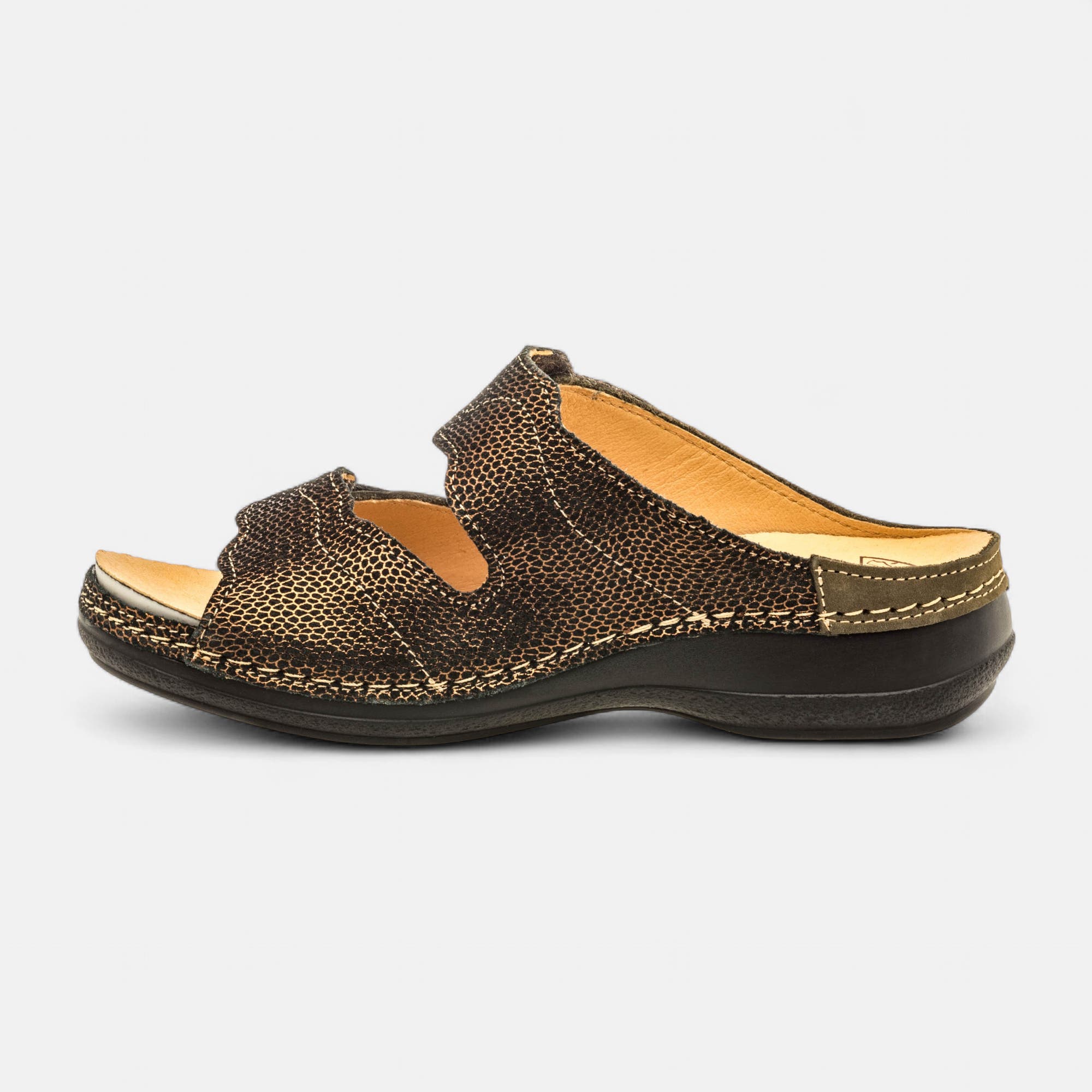Nu-pieds confort Femme en cuir kaki