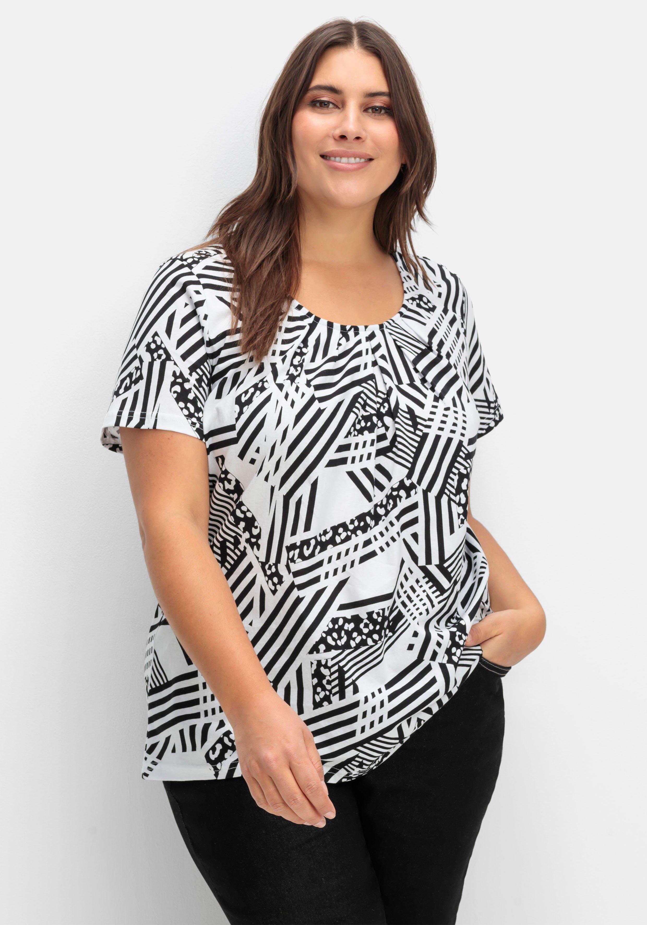 Longshirt in A-Linie, mit grafischem Muster