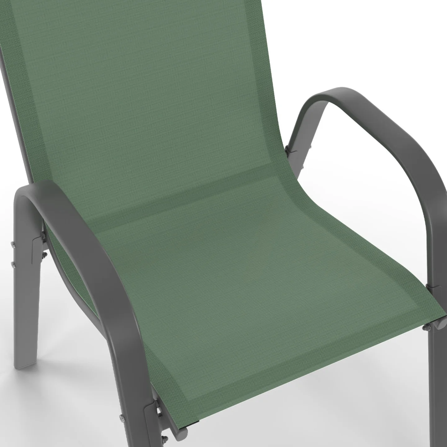 Lot de 6 chaises de jardin LYMA métal et textilène empilables vert olive