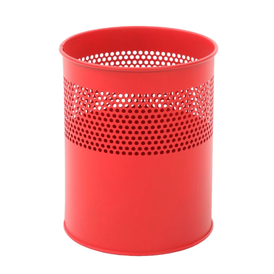 PROREGAL Ronde, halfgeperforeerde metalen afvalbak 10 liter HxØ 27,5 x 23,5 cm Rood