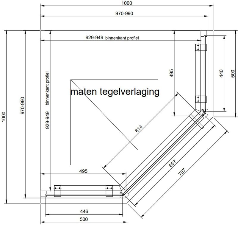 Douchecabine - Van Rijn ST05 - Vijfhoek - Aluminium - Helder Glas - Chroom