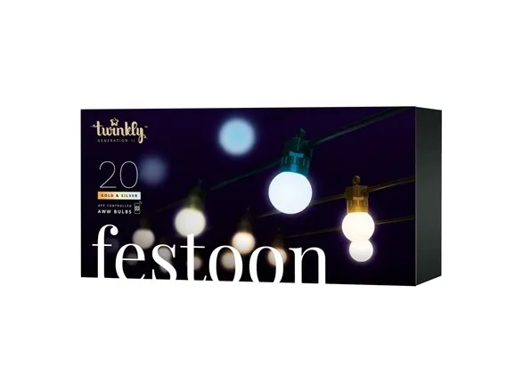 Twinkly Festoon Smart Udendørs Lyskæde med hvidt lys - 20 m.