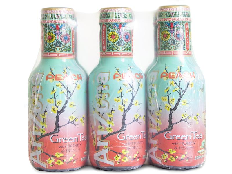 AriZona Green Tea Peach 6 x 0.5 l Erfrischungsgetränk aus grünem Tee und Pfirsichsaft