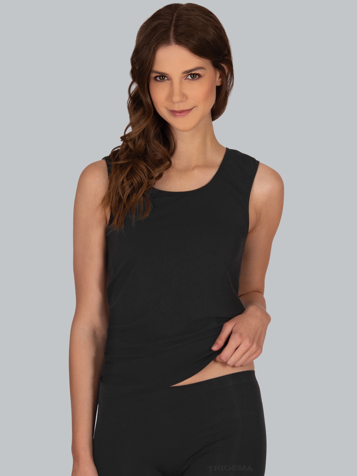 Nahtloses Trägershirt Schwarz