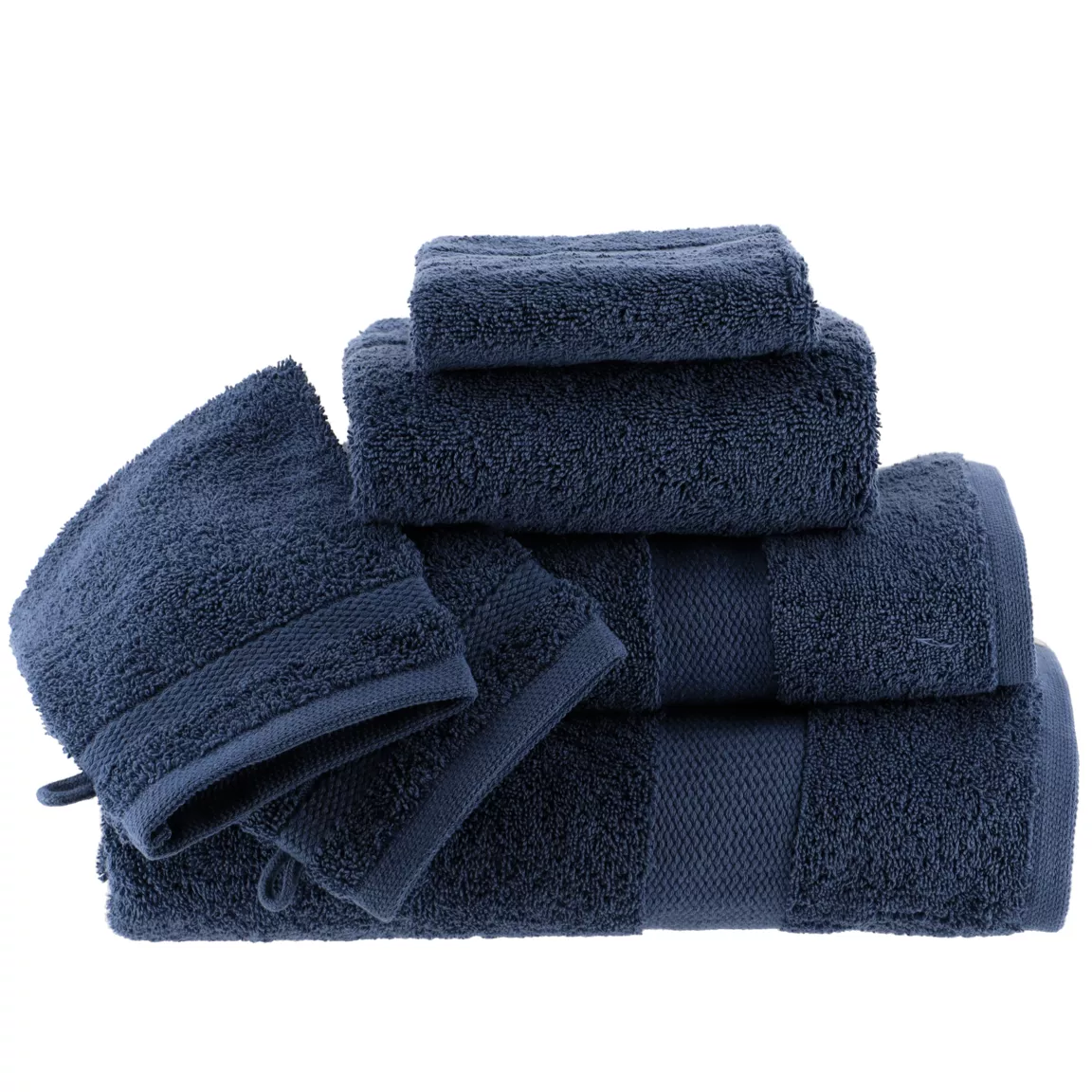 Lot de 2 gants de toilette coton (15 x 21 cm) Timeless Bleu marine