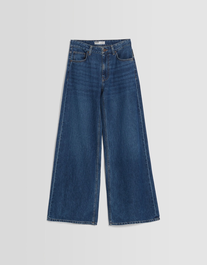 calça jeans de perna larga