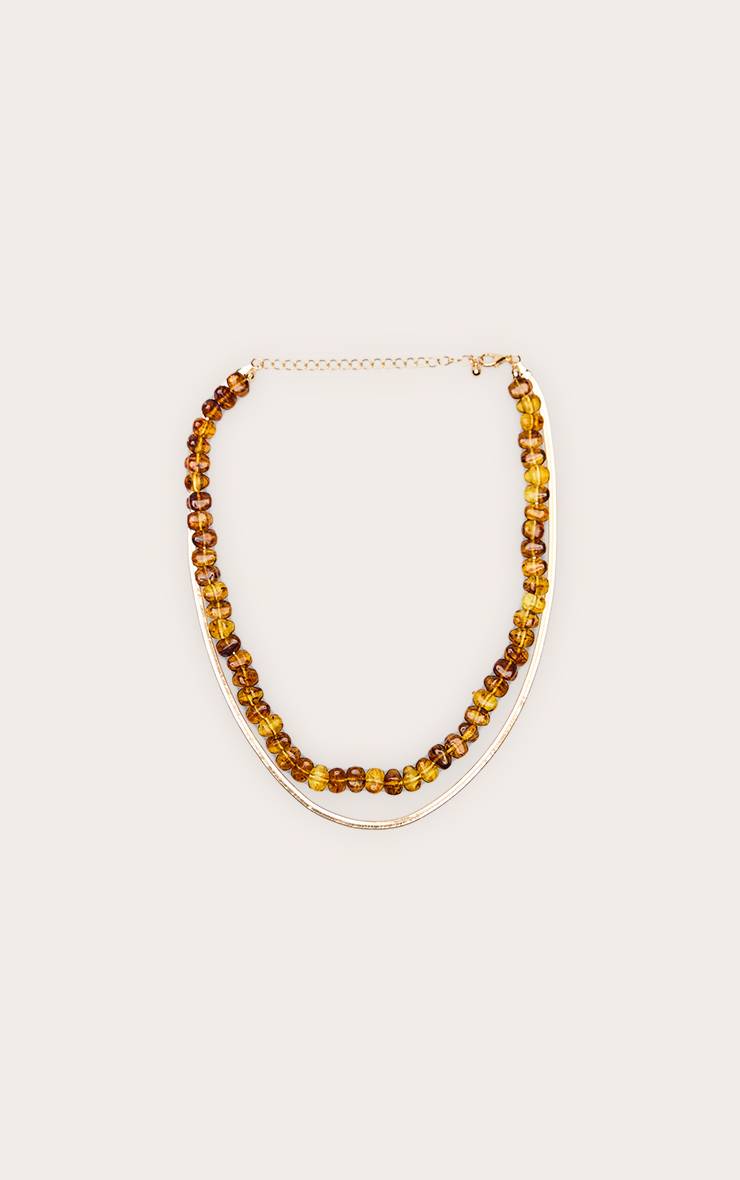 Doré Collier Chaîne À Perles Superposées Tons Moutarde