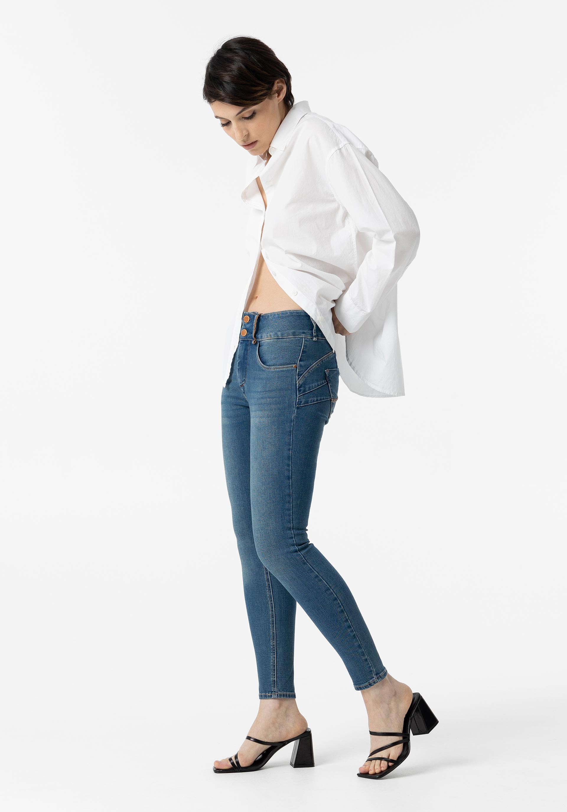 Jeans Double-up Skinny Cintura Alta