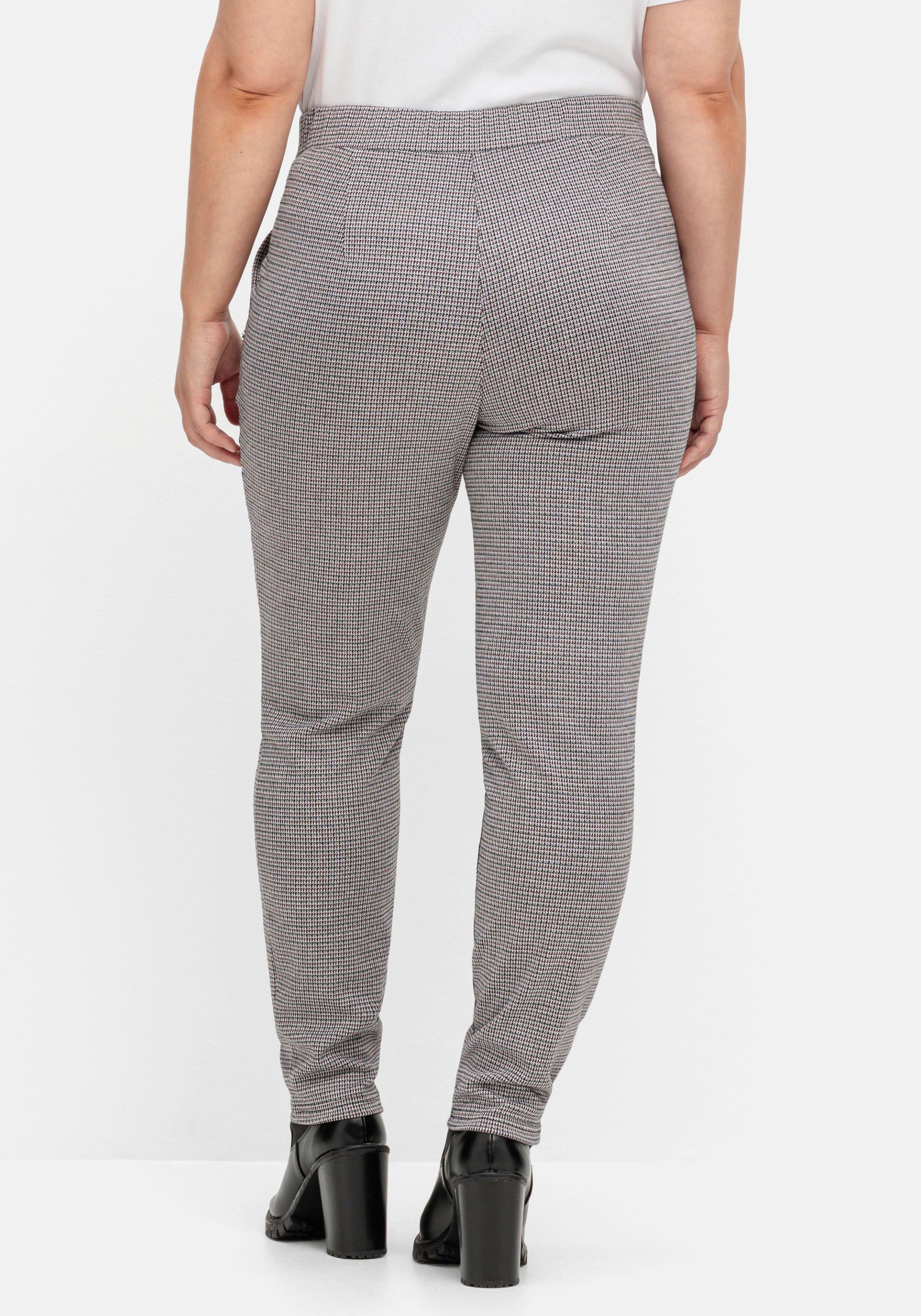 Schmale Hose mit Karomuster und Stretchbund