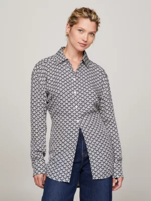 Camisa moderna de corte regular com estampa de vieira