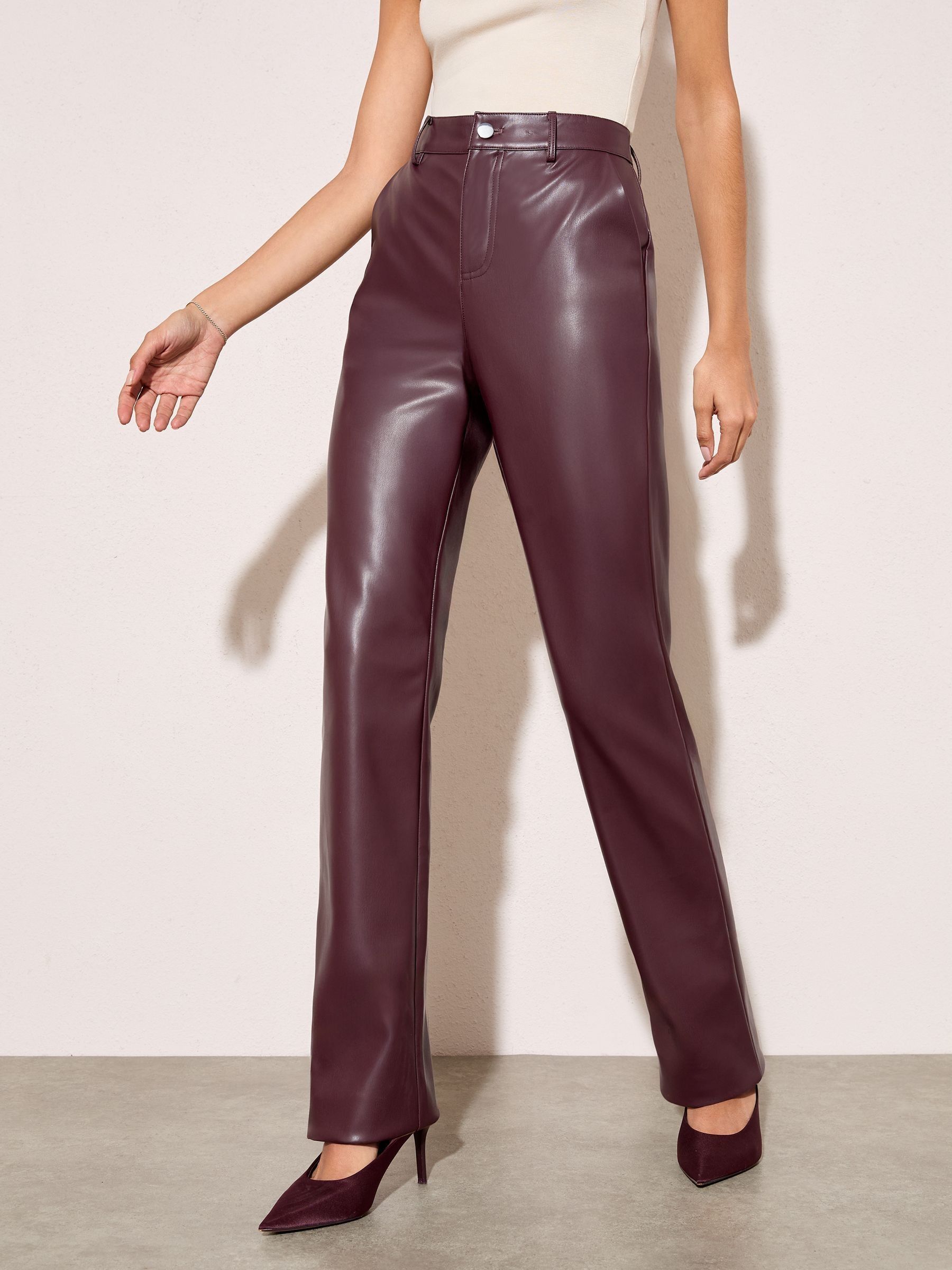 Bessenrood - Friends Like These Faux Leather Straigh Leg Trousers