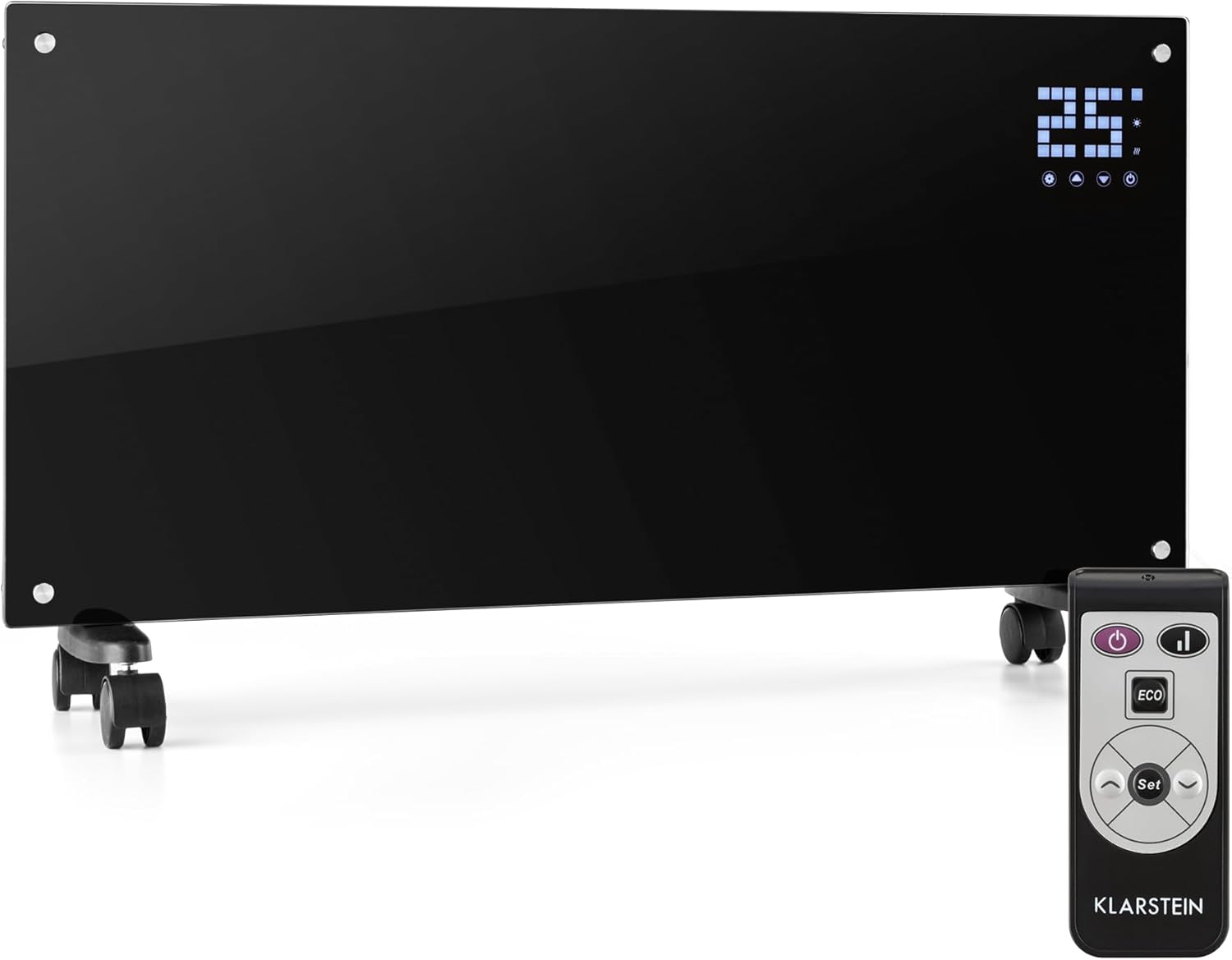 Klarstein Elektroheizung, Konvektor-Heizung mit Bodenrollen, Mobile Elektroheizung Energiesparend, Schlanke, Leise Heizung Elektrisch, Standgerät Heizkörper Elektrisch mit Thermostat, 2000 W