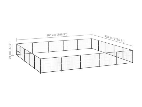 Chenil extérieur cage enclos noire 500 x 500 x 70 cm 02_0000513