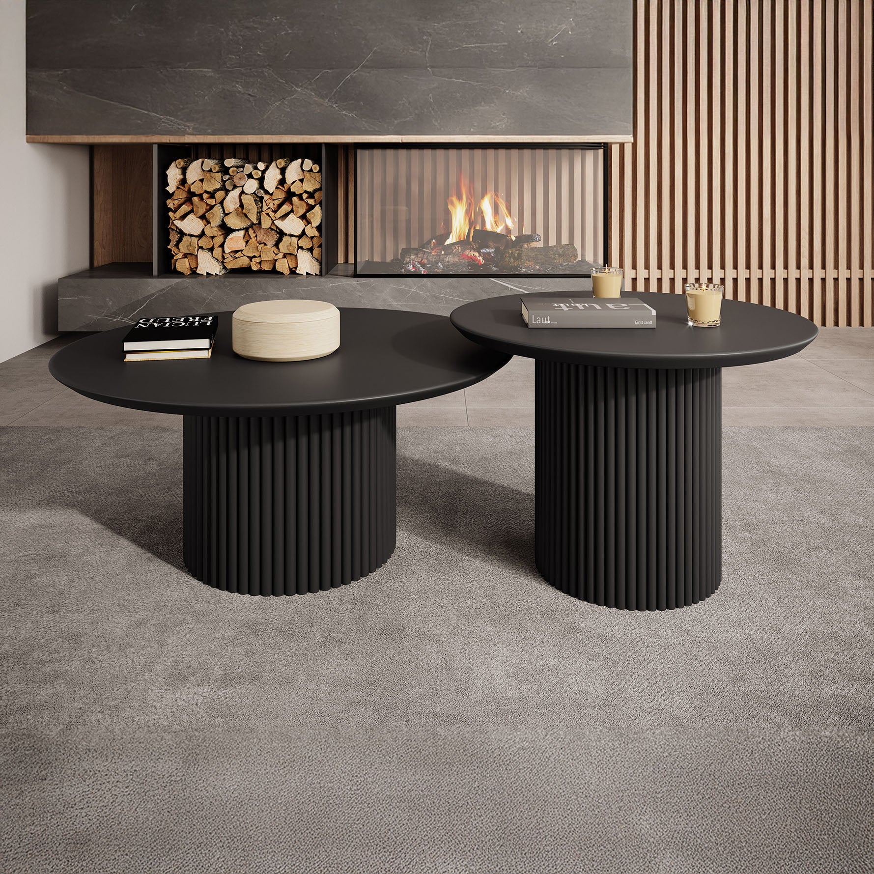 Mixx - Salontafel set van 2 - Zwart - 80x36 cm