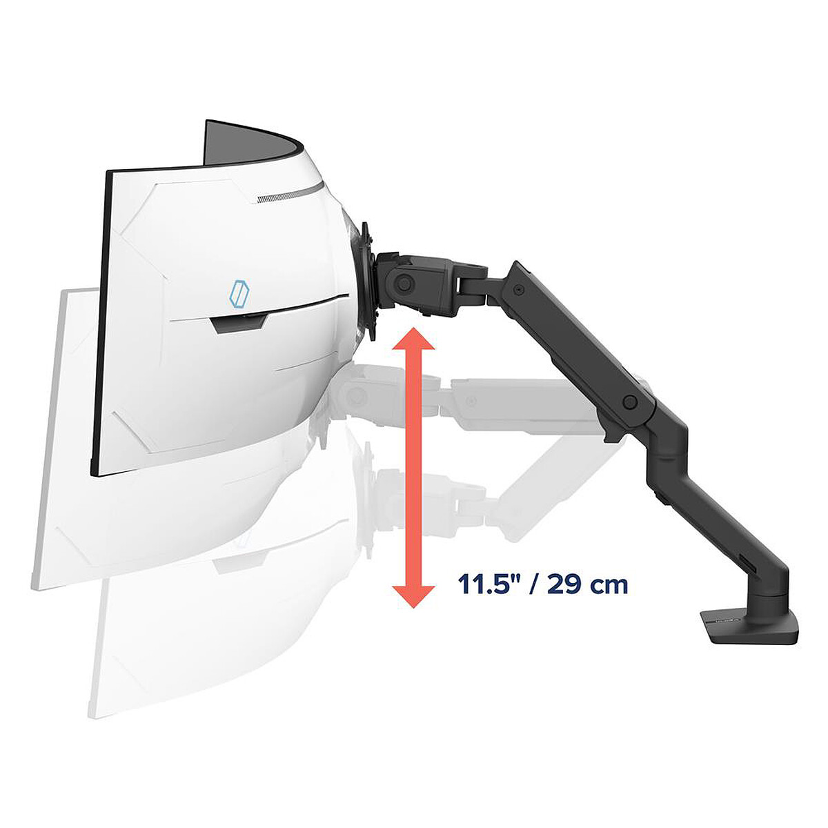 Ergotron Bras de bureau HX avec pivot VHD pour écrans ultra-larges très incurvés - Noir