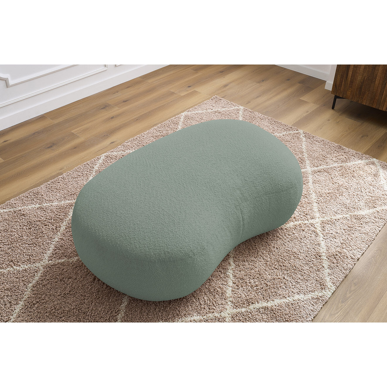 Bobochic Pouf Saint-Germain tissu bouclette vert - 147x90x47 cm