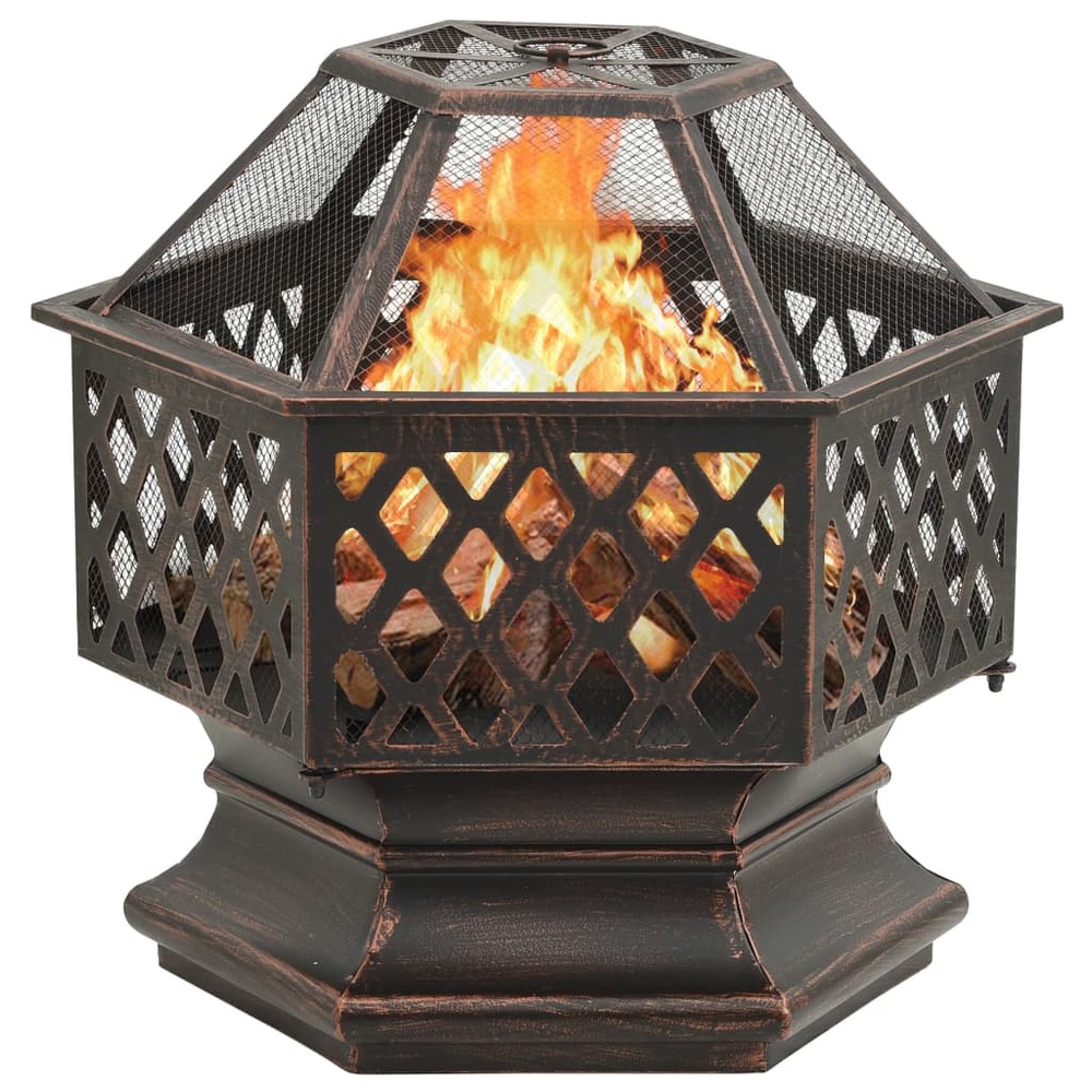 Foyer rustique avec tisonnier 62x54x56 cm xxl acier