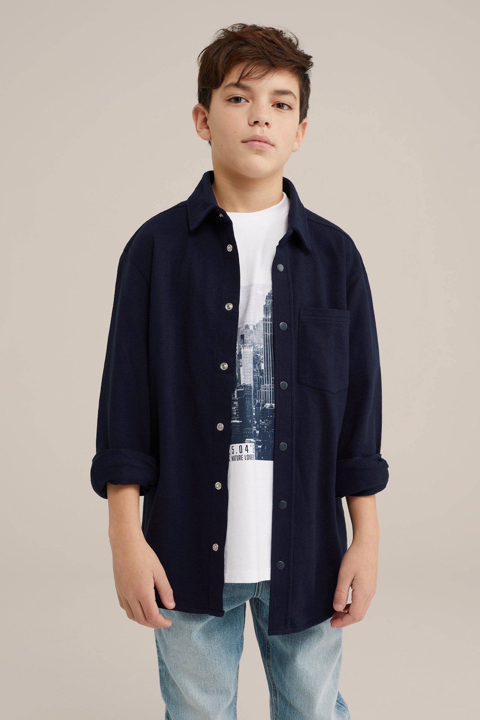 Jongens overhemd WE Fashion Donkerblauw