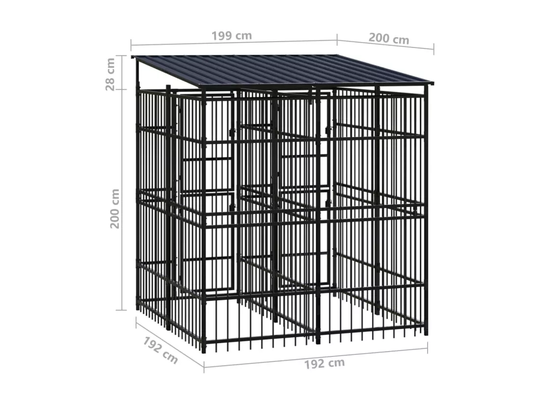 Chenil cage enclos pac noire 192 x 192 x 200 cm 02_0041757
