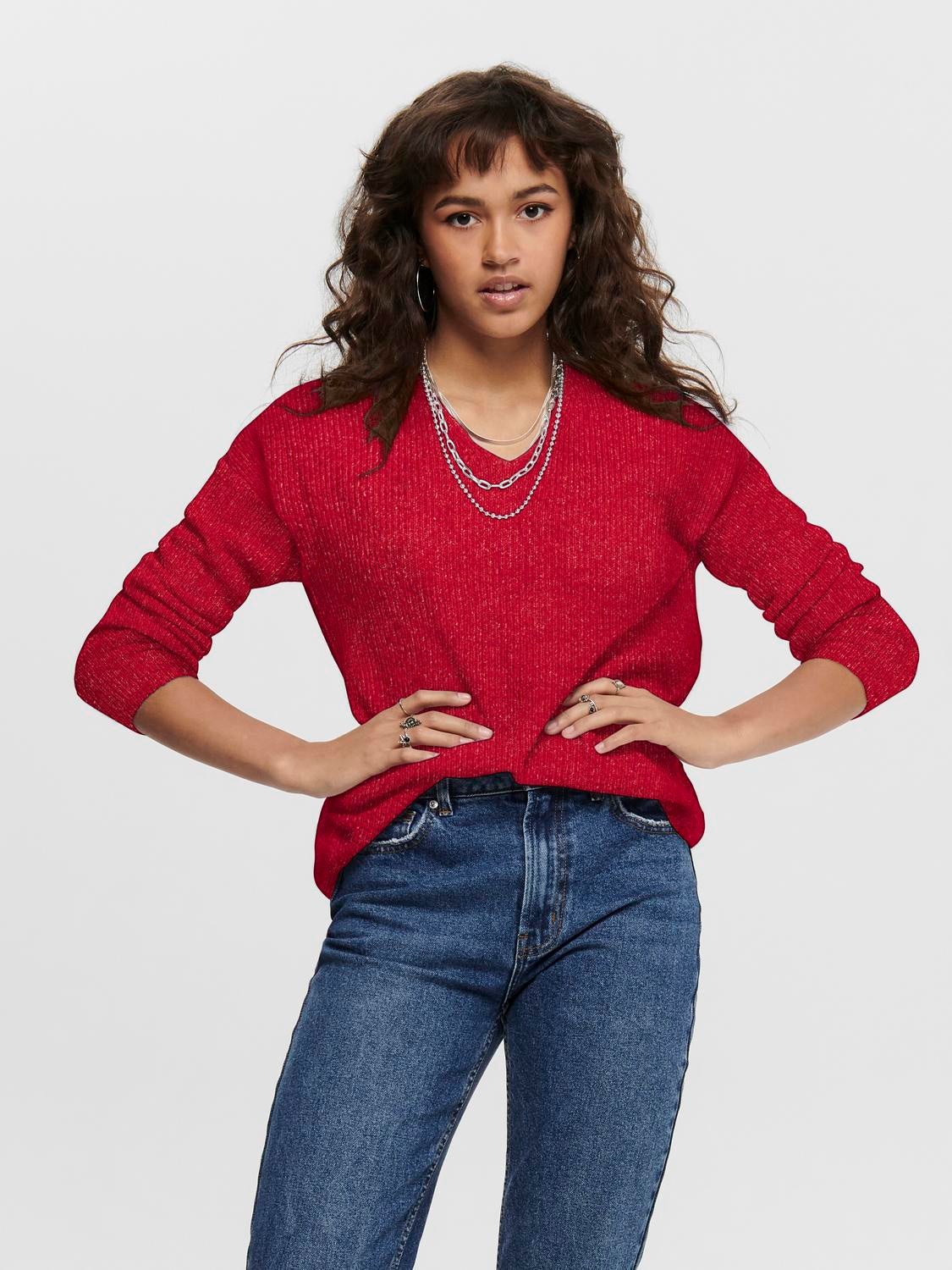 ONLCAMILLA Strickpullover True Red