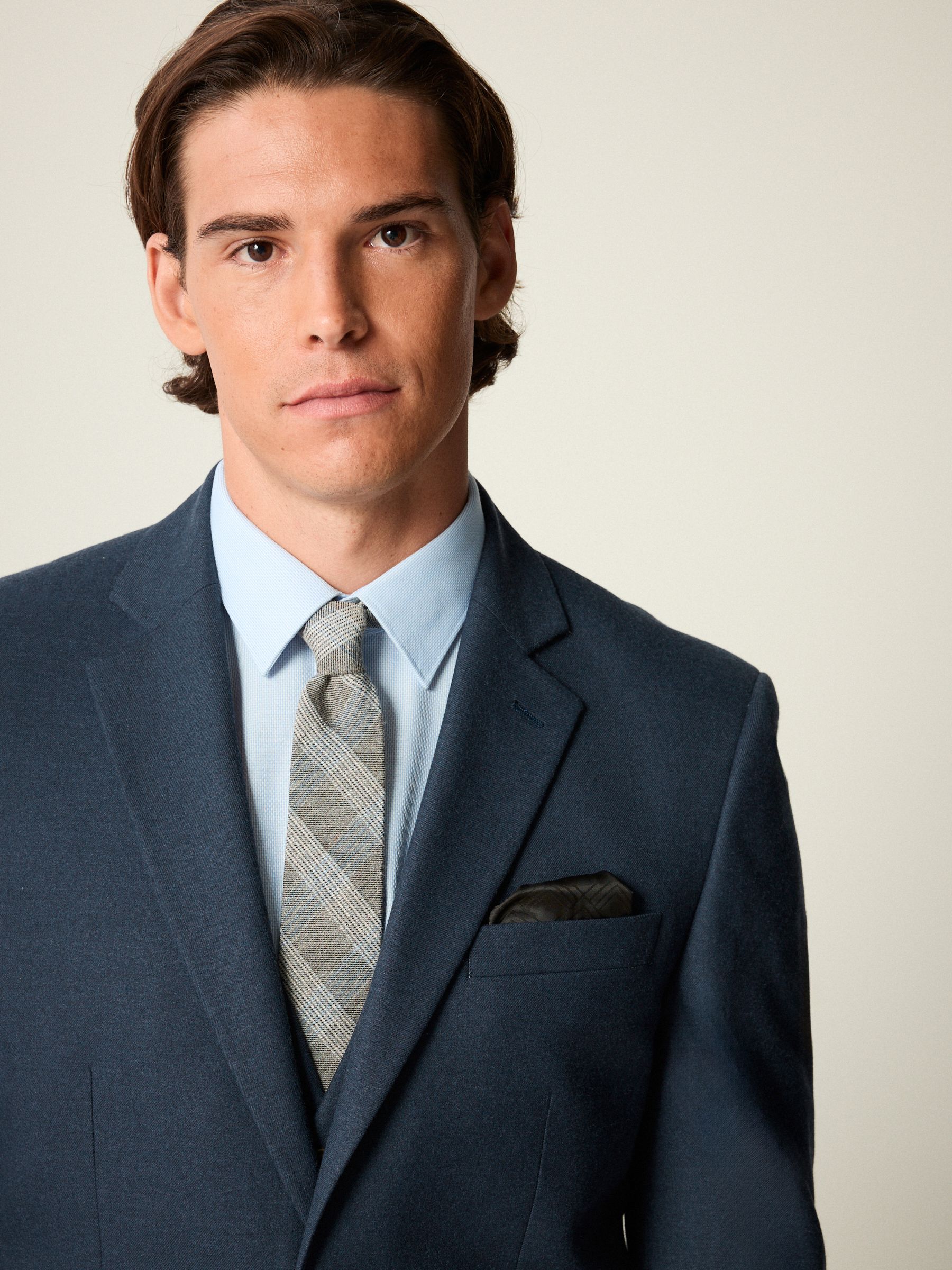 Blauw - Slim Fit Textured Flannel Suit Jacket