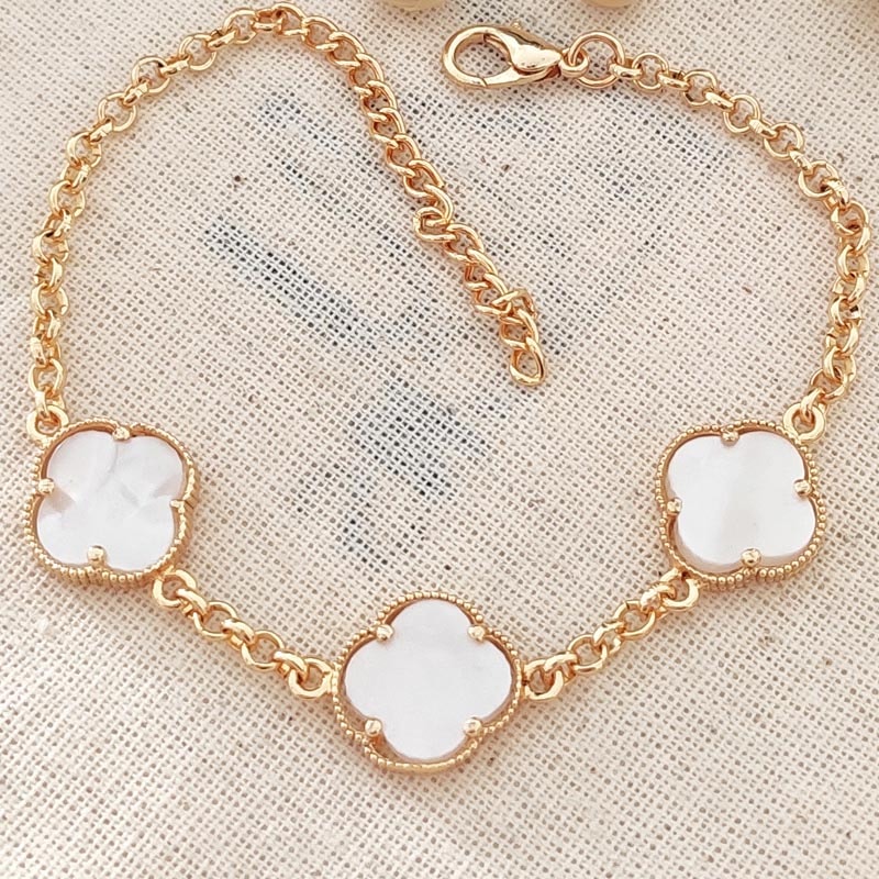 Bracelet - Laiton plaqué or - Blanc