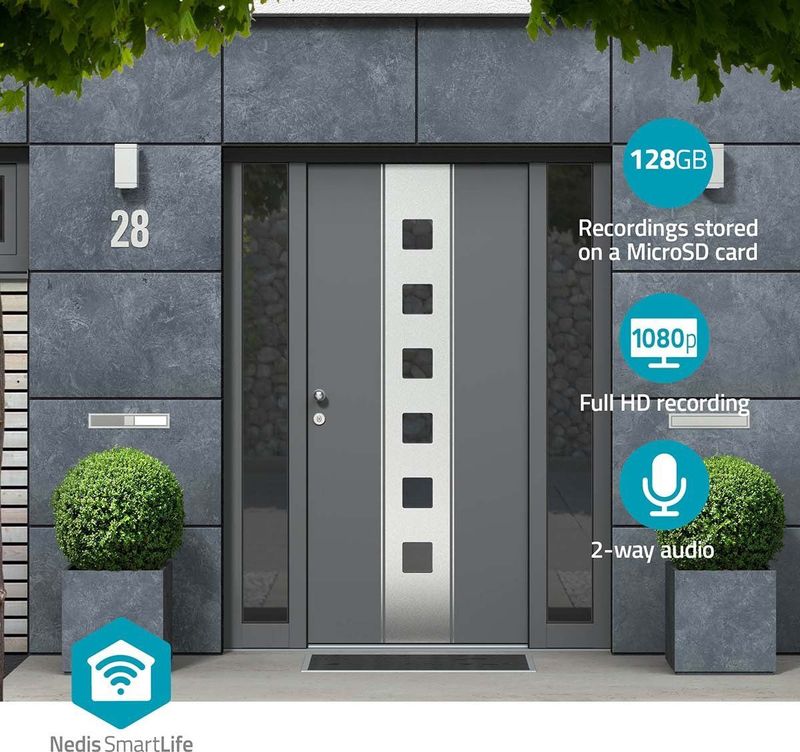 Nedis - Smart Videodeurbel - HD 720p - Wifi Verbinding - Nachtzicht