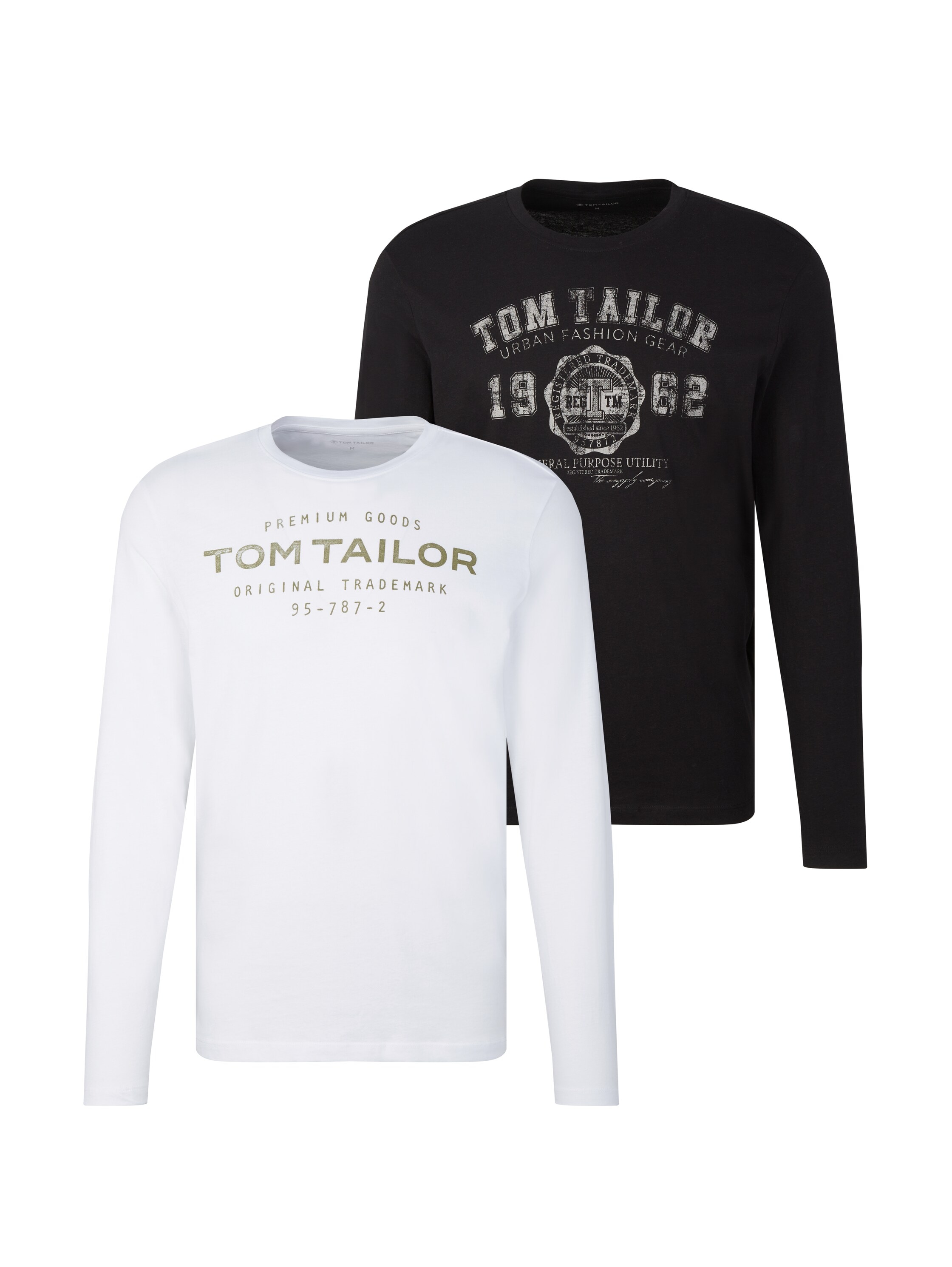 TOM TAILOR Langarmshirt, 2 Stk. mit Logo Print
