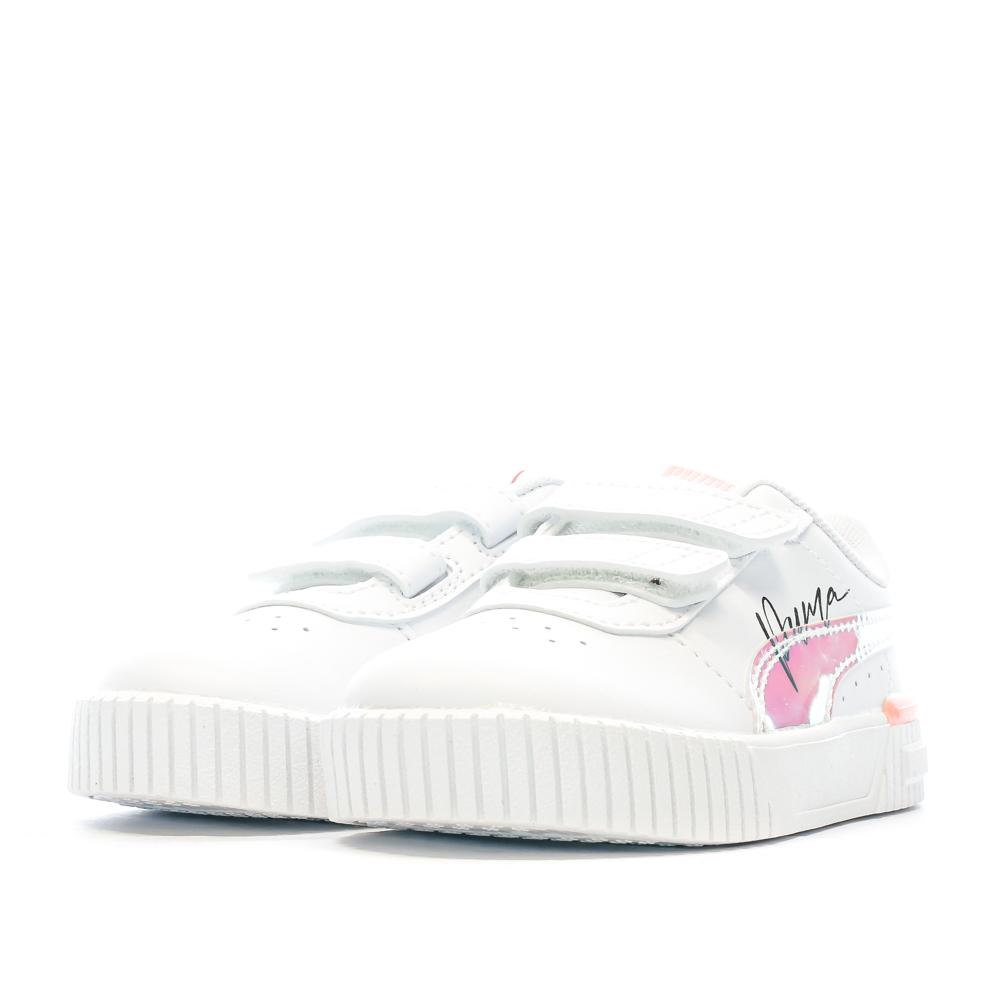 Puma Baskets Blanche/Rose/Argent Fille Puma Carina 2