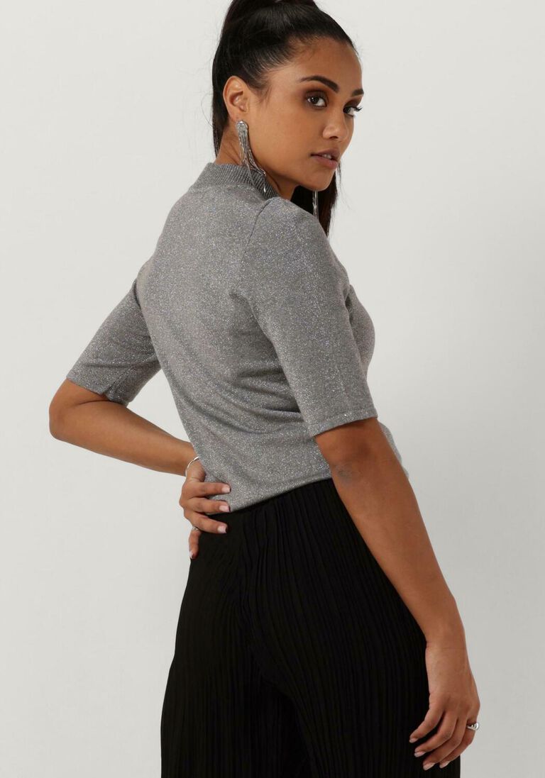 SELECTED FEMME lichtgrijze selected femme top slflura lurex 2/4 knit tee